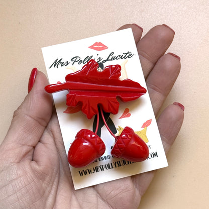 Red fall brooch