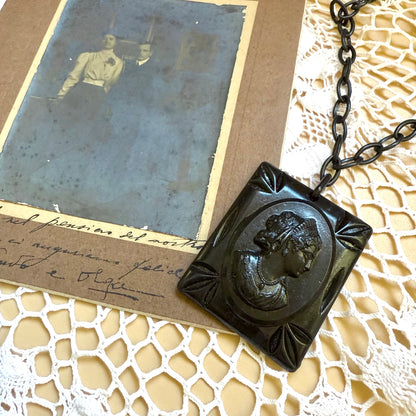 Victorian mourning jumbo cameo pendant