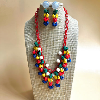 Plastic primary necklace and optional matching earrings