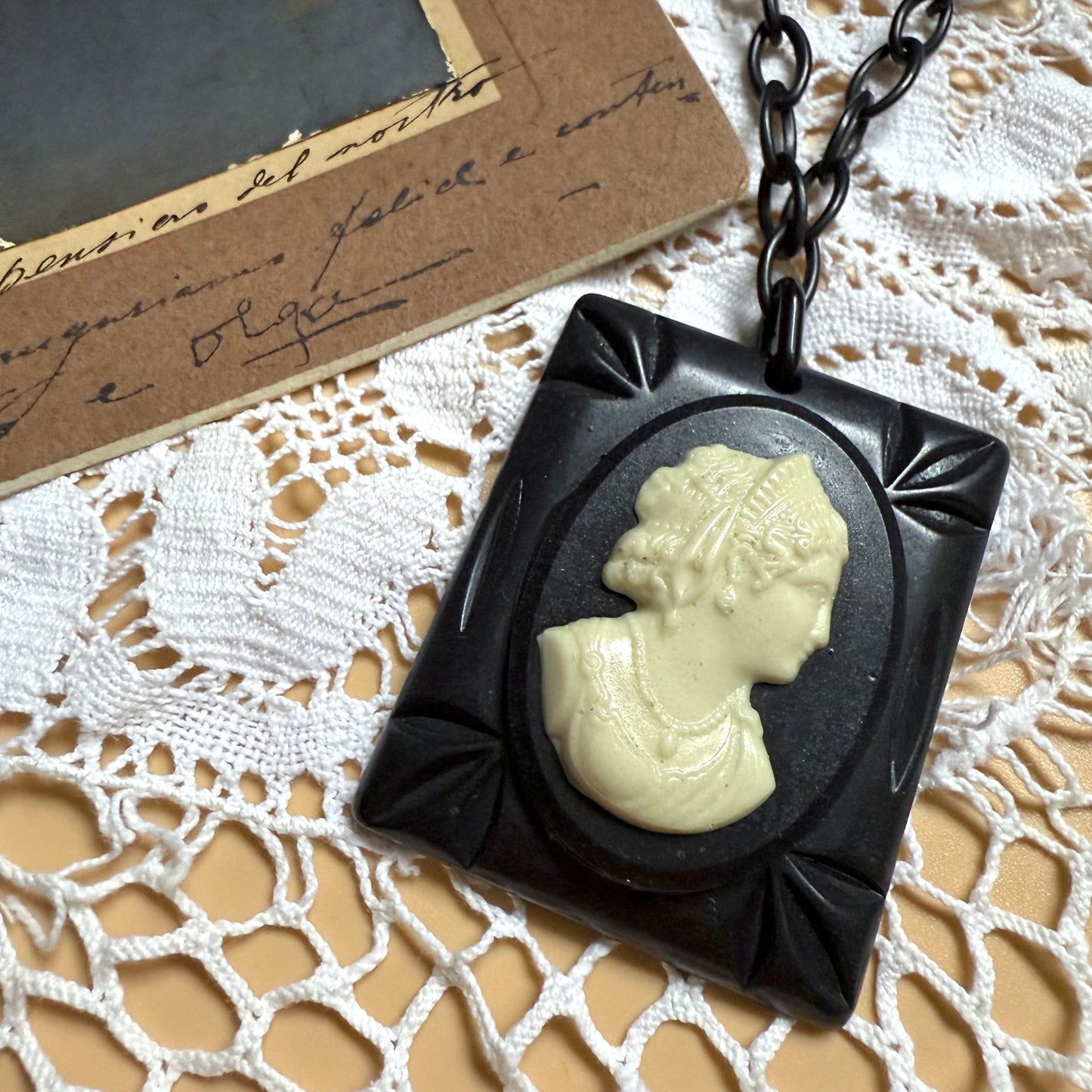 Victorian mourning jumbo cameo pendant