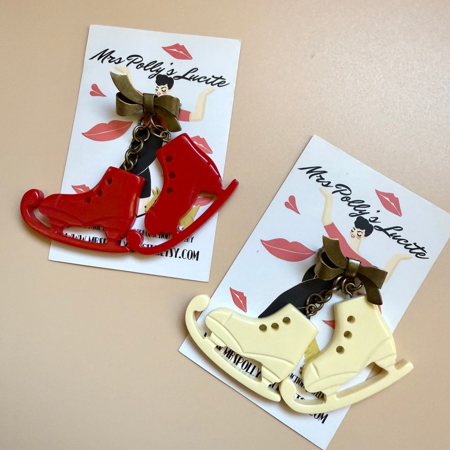 Winter Skating Bow boots brooch