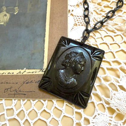 Victorian mourning jumbo cameo pendant