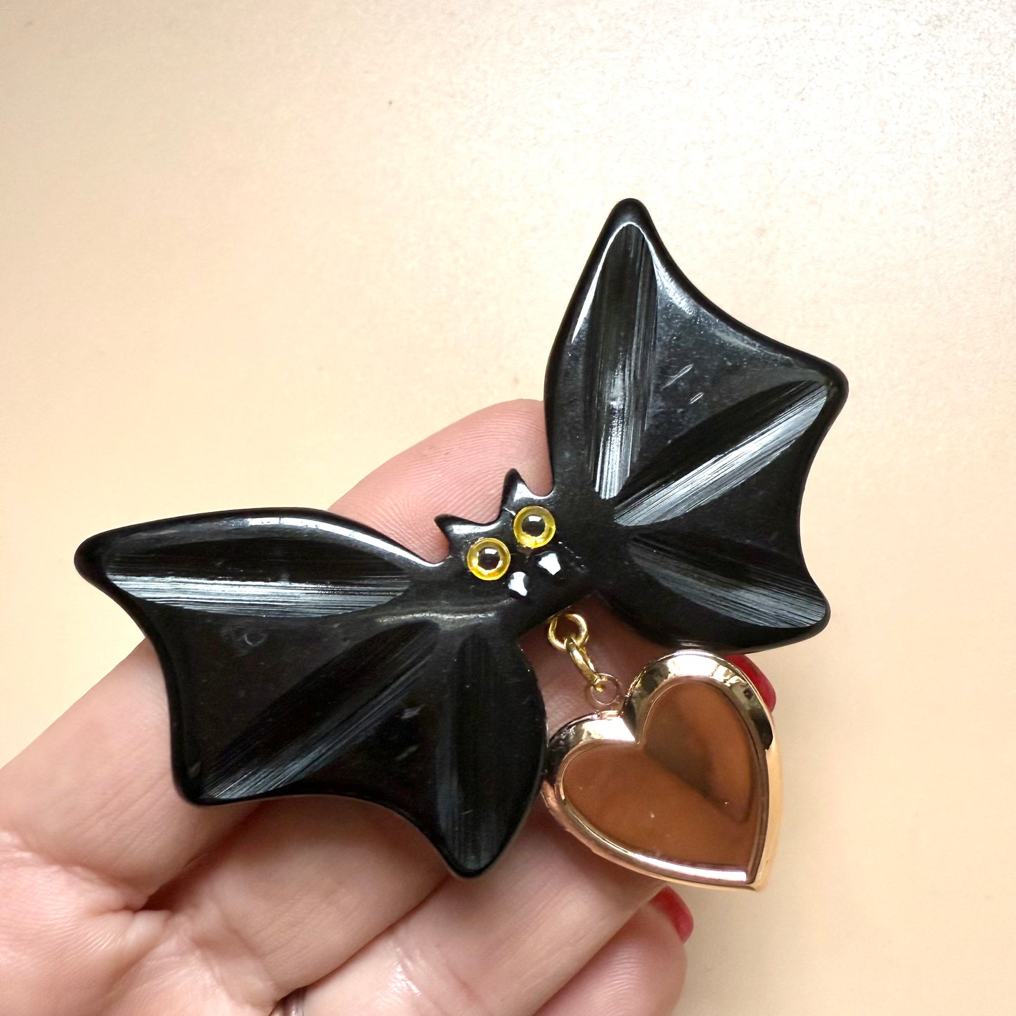 BARGAIN Spook-tacular Heart Locket Bat Brooch