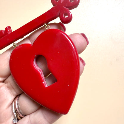 BARGAIN Heart and key brooch