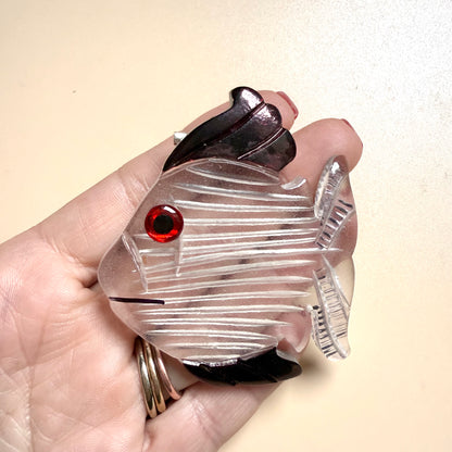 BARGAIN Jumbo Clear Fish brooch