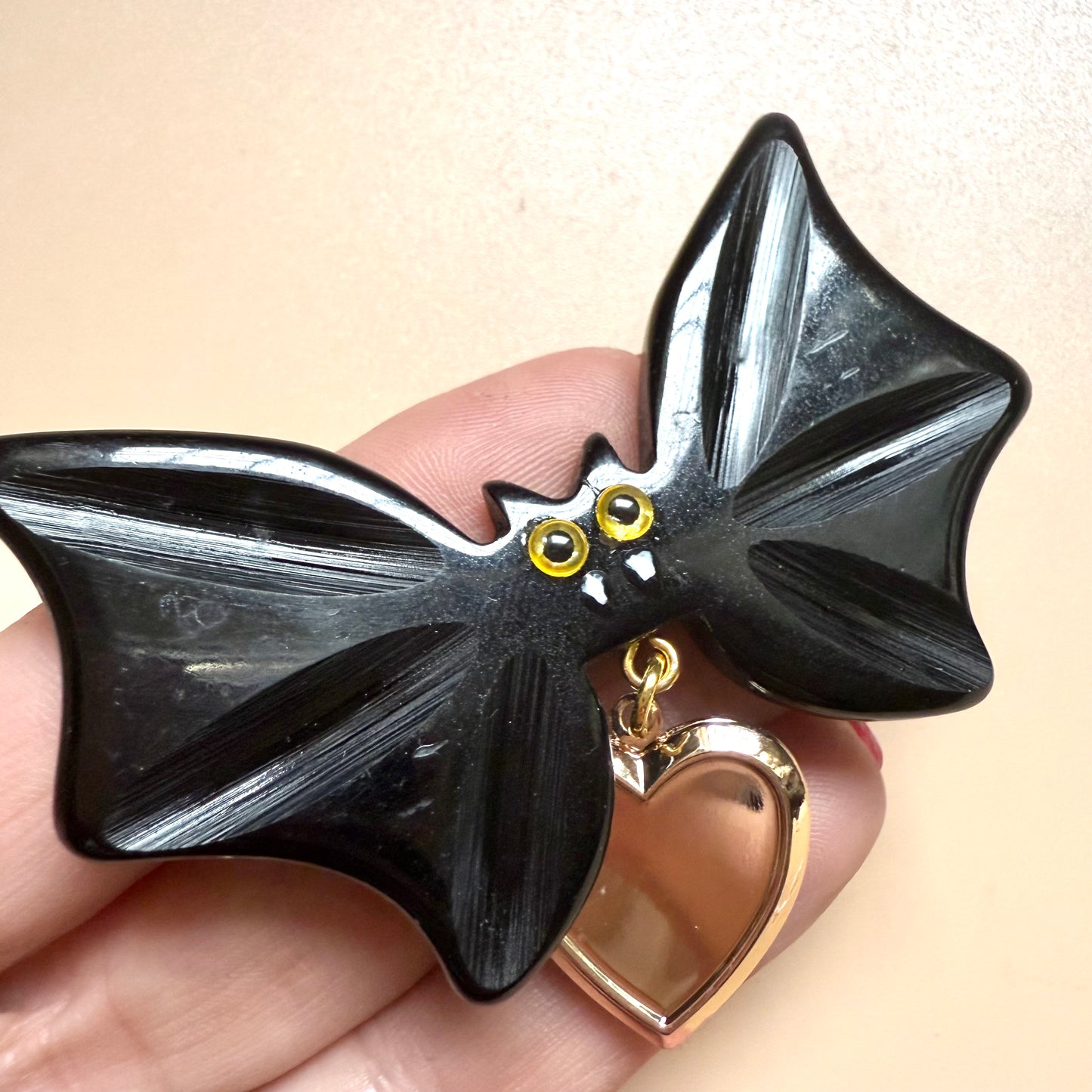 BARGAIN Spook-tacular Heart Locket Bat Brooch