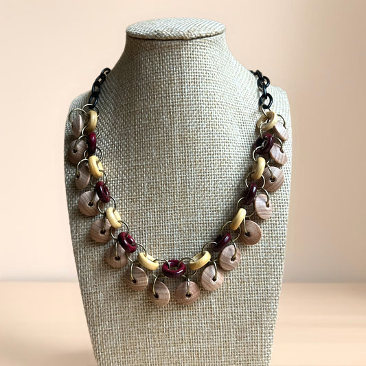 Fall Circle wood necklace