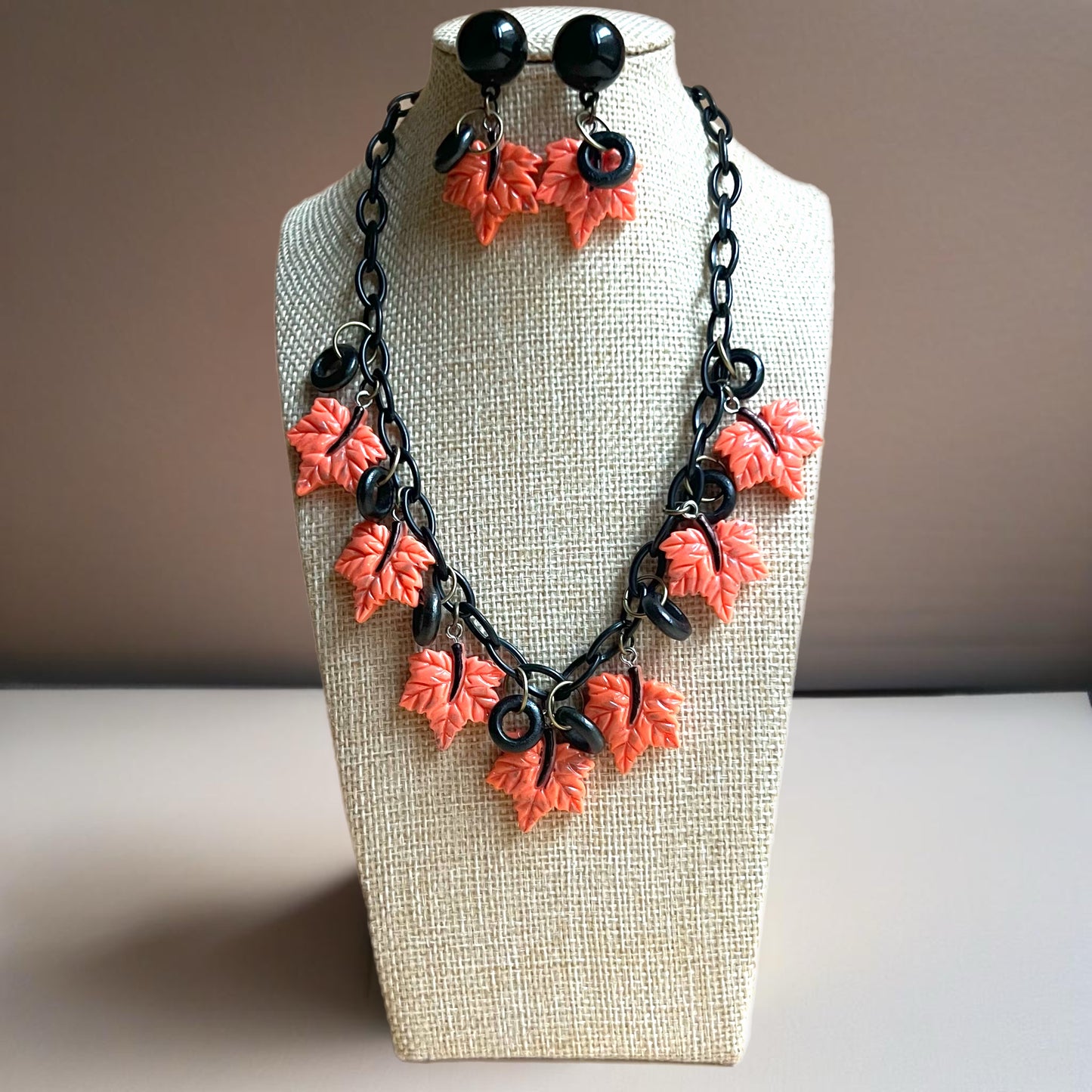 Orange Fall necklace and optional matching earrings