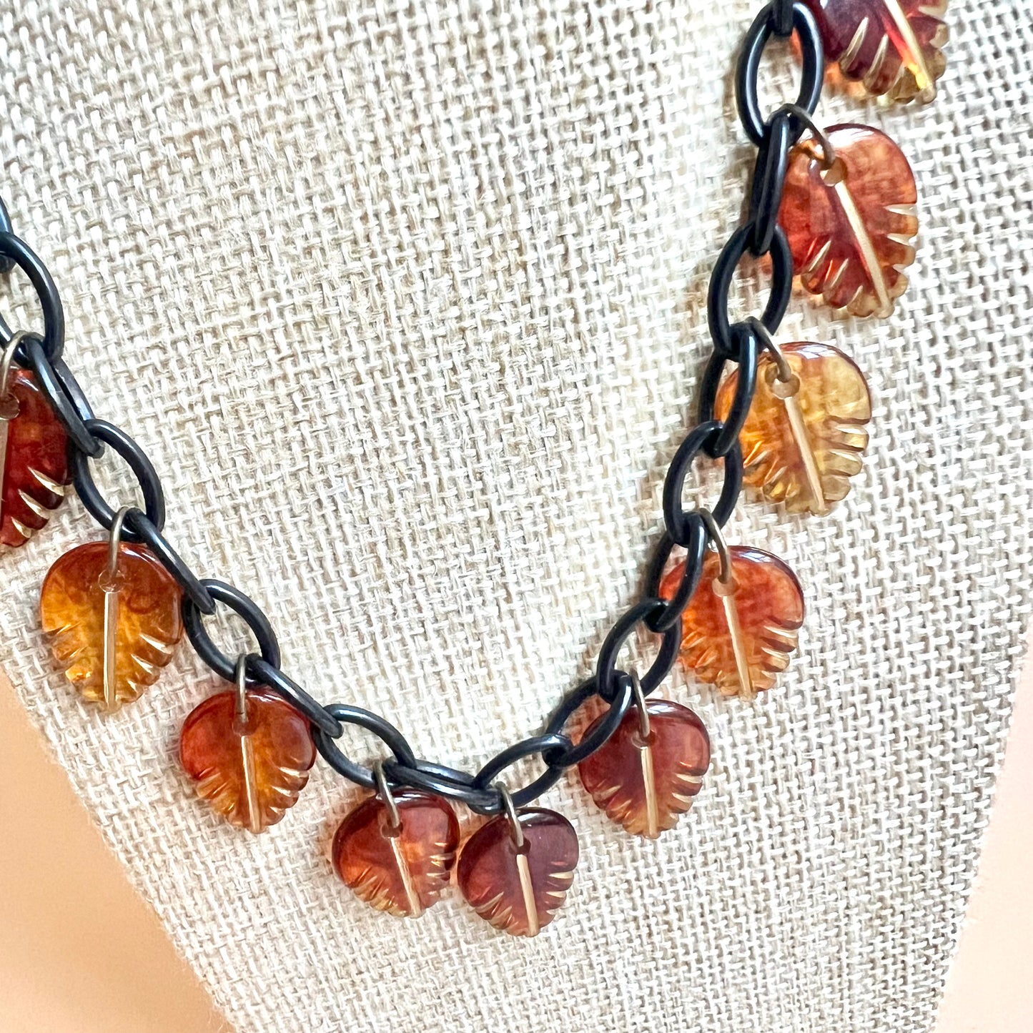 Tortoise leaves Resin Necklace with optional Matching Earrings