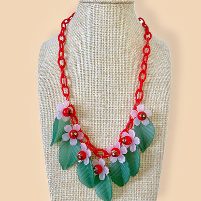 Pink flower necklace