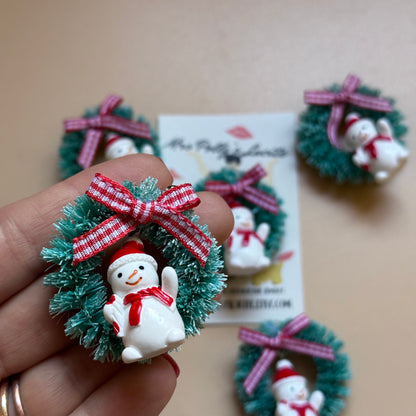 Christmas Snowman wreath brooch