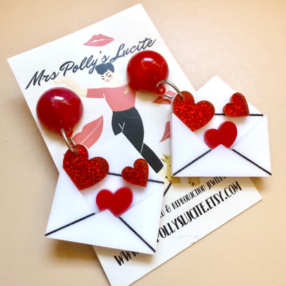 Jumbo Love Postcard Valentine's earrings