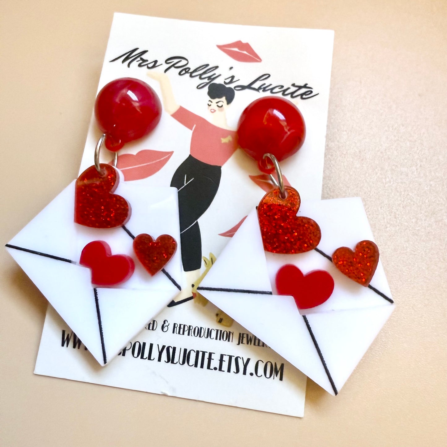 Jumbo Love Postcard Valentine's earrings