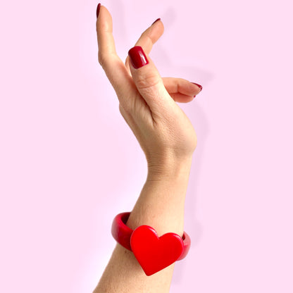 Red Heart Resin Bangle