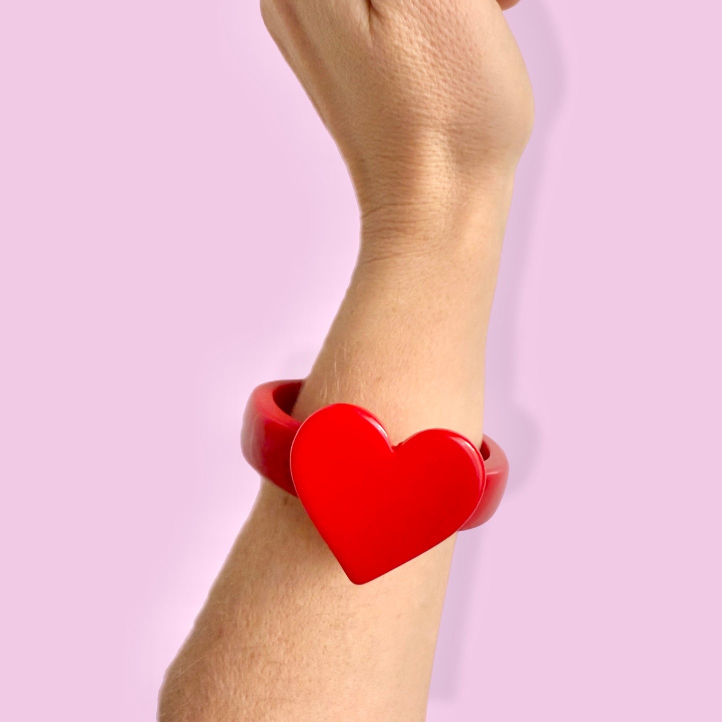 Red Heart Resin Bangle