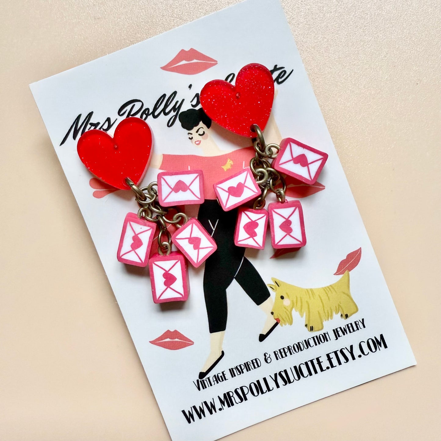 Little love postcards Valentine's earrings