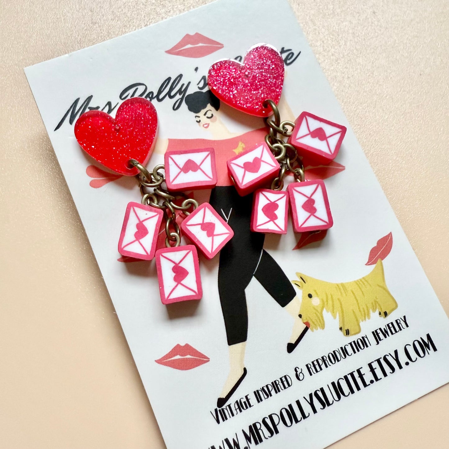 Little love postcards Valentine's earrings