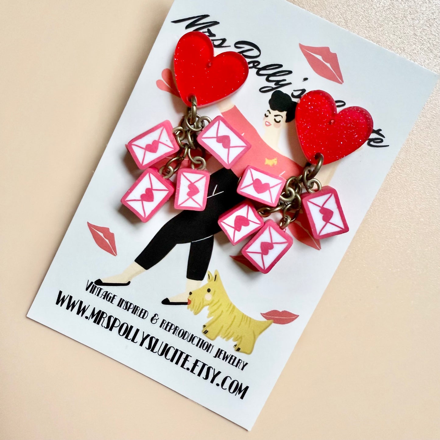 Little love postcards Valentine's earrings