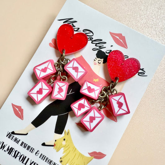 Little love postcards Valentine's earrings