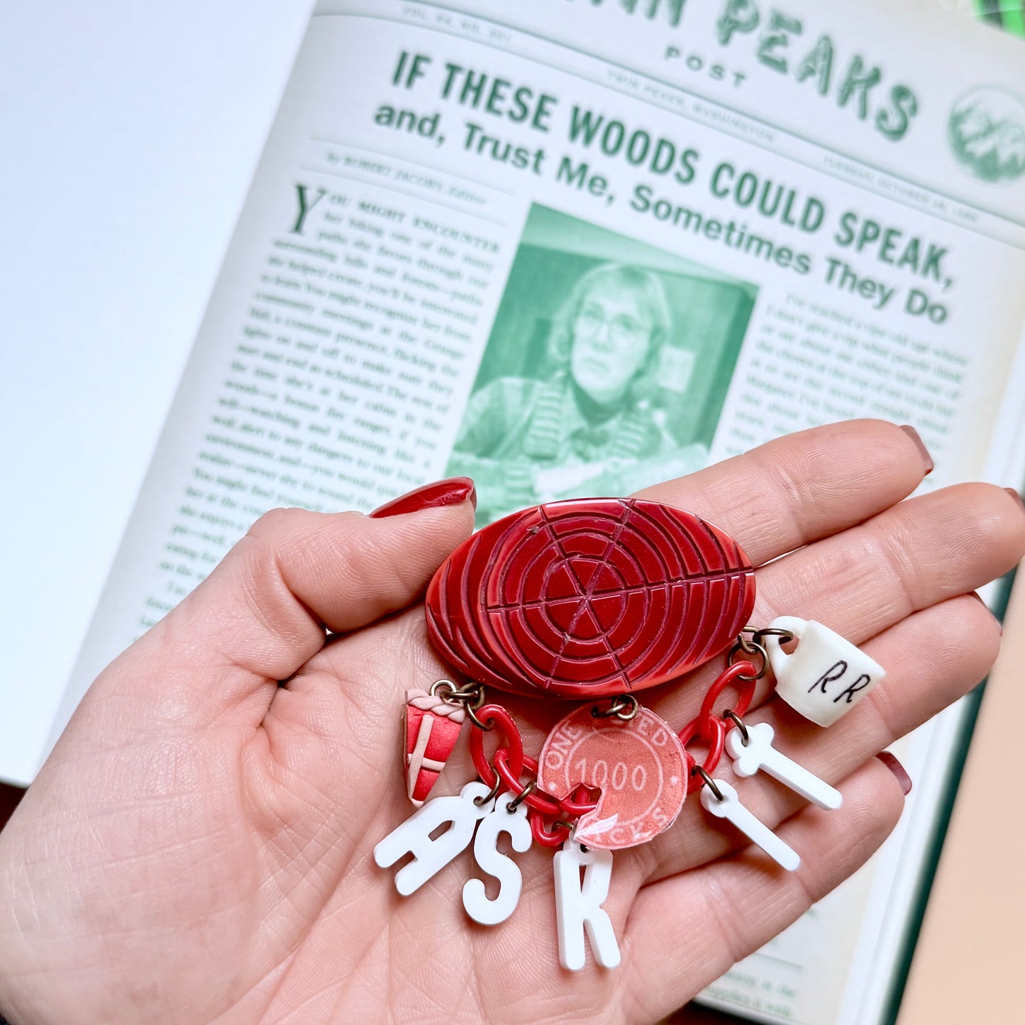 Ask It pin brooch, Twin Peaks inspired