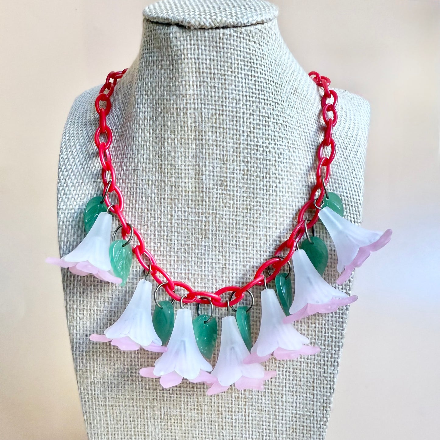 Red flower Necklace and optional matching earrings