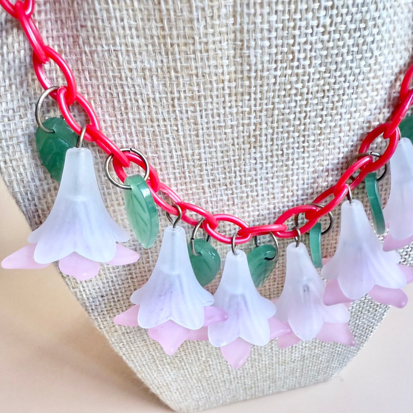 Red flower Necklace and optional matching earrings