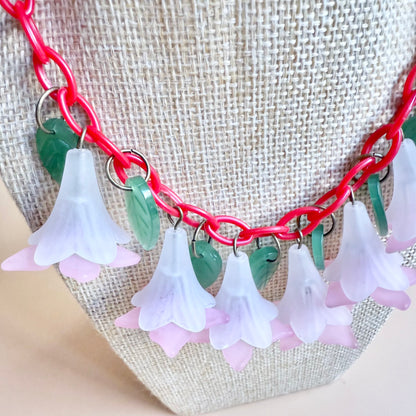 Red flower Necklace and optional matching earrings