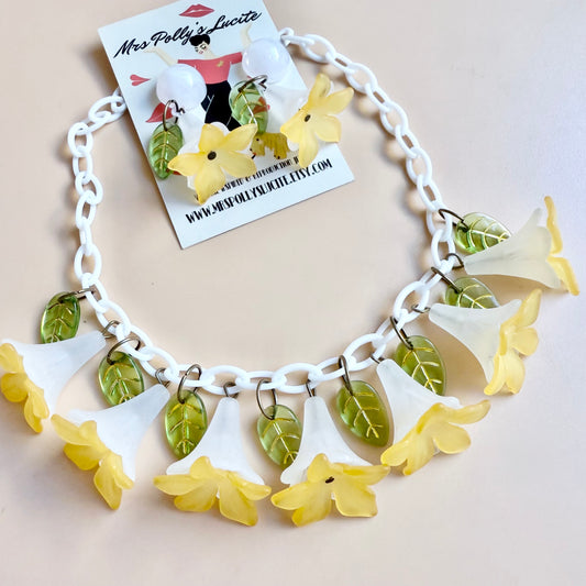 Yellow flower Necklace and optional matching earrings