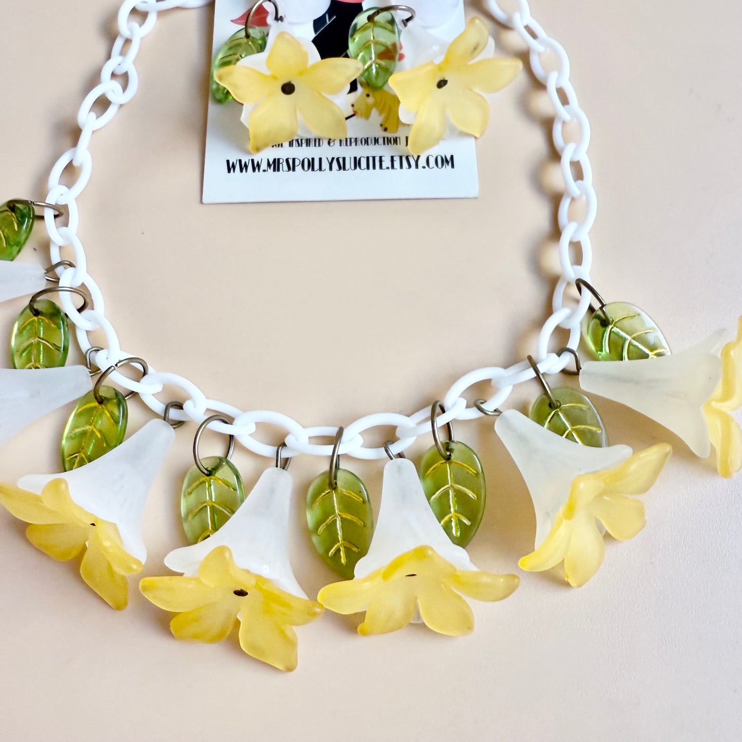 Yellow flower Necklace and optional matching earrings