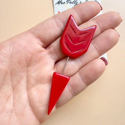 BARGAIN Red poison arrow pin brooch