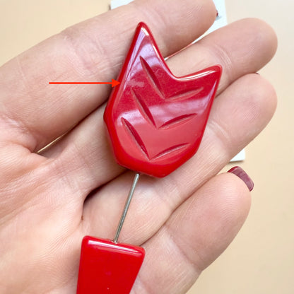 BARGAIN Red poison arrow pin brooch