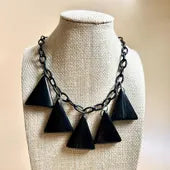 Black Deco Geometric Resin Necklace