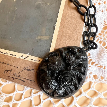 Victorian inspired mourning pendant Forget me not