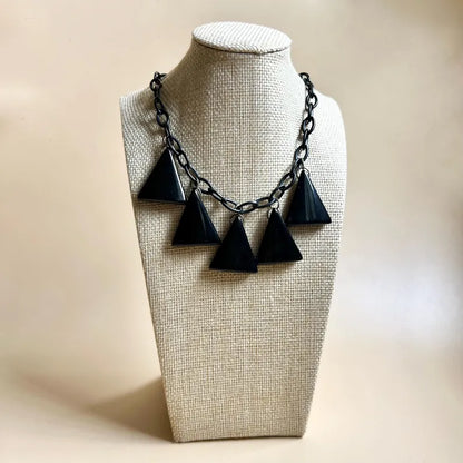 Black Deco Geometric Resin Necklace