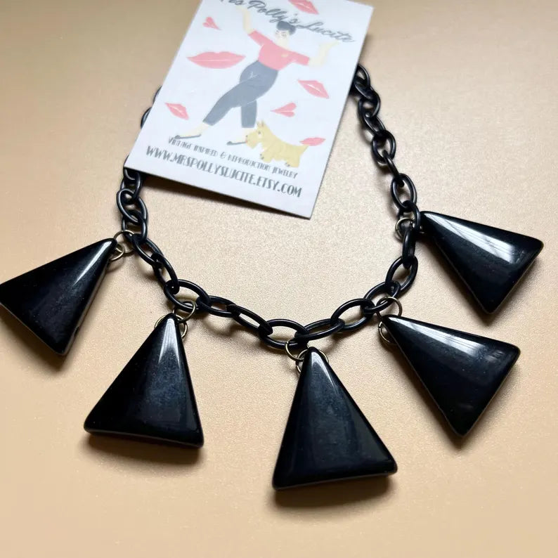 Black Deco Geometric Resin Necklace