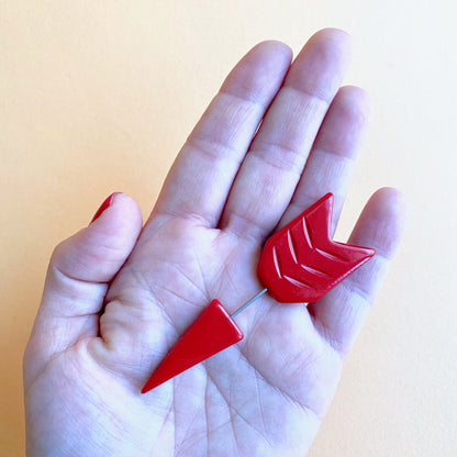 Elegant Red Poison Arrow Stick Pin Resin Brooch