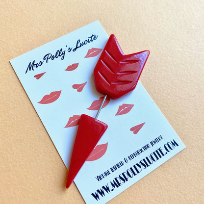 Elegant Red Poison Arrow Stick Pin Resin Brooch