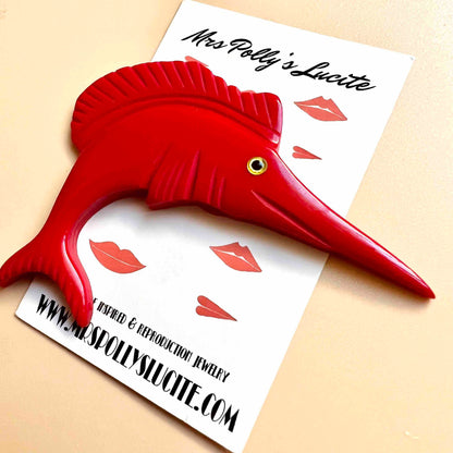 Red Swordfish brooch