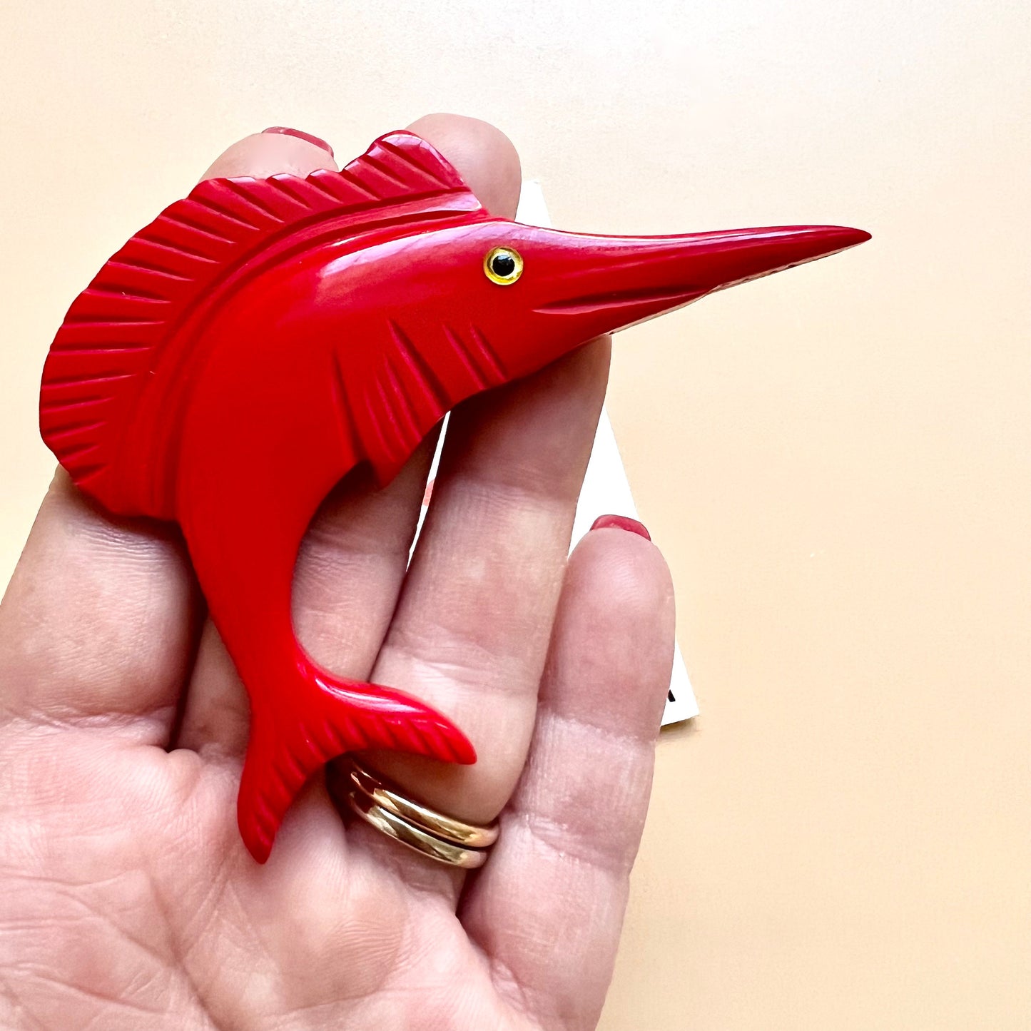 Red Swordfish brooch