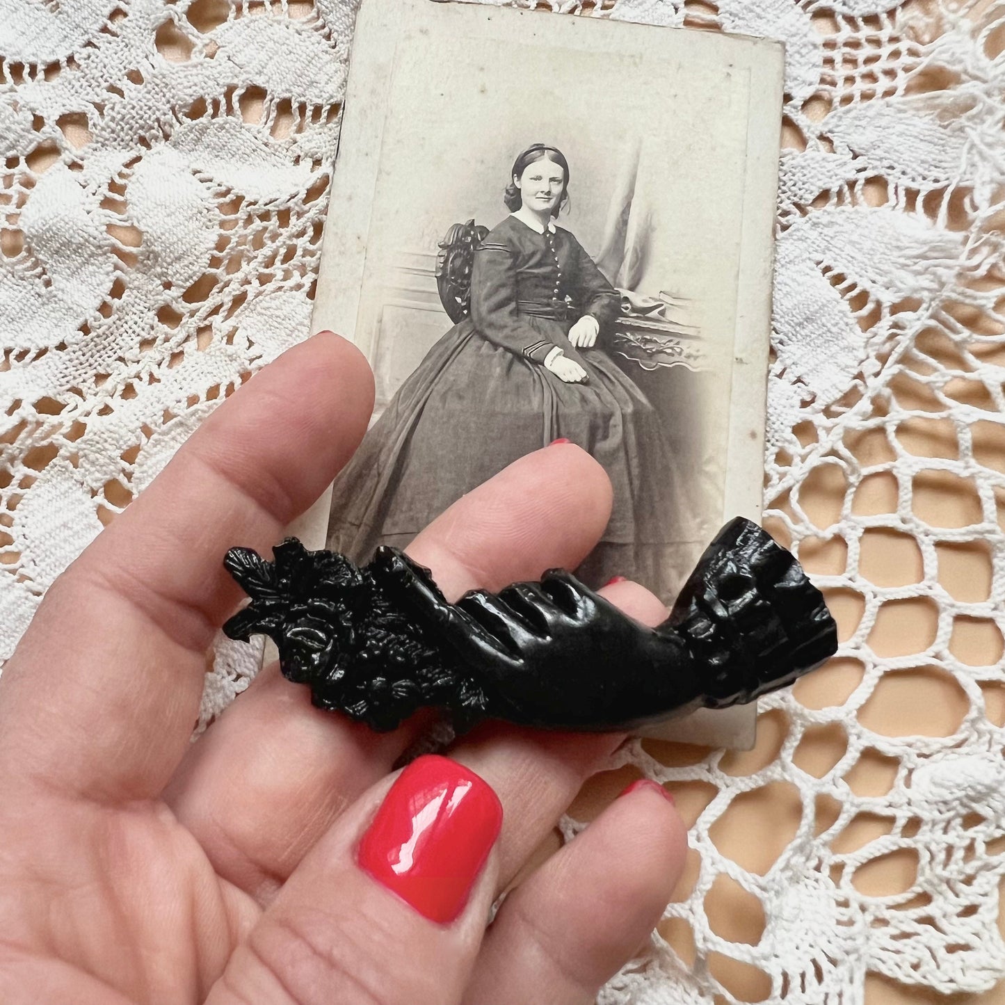 Black Victorian Mourning Brooch