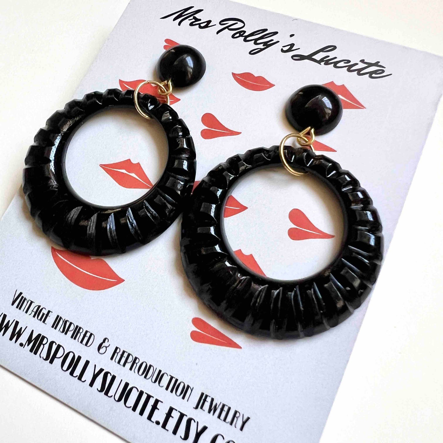 Black Twist Resin Hoop Earrings