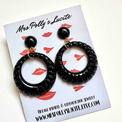 Black Twist Resin Hoop Earrings