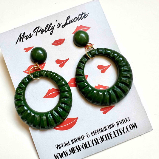 Green Twist Resin Hoop Earrings