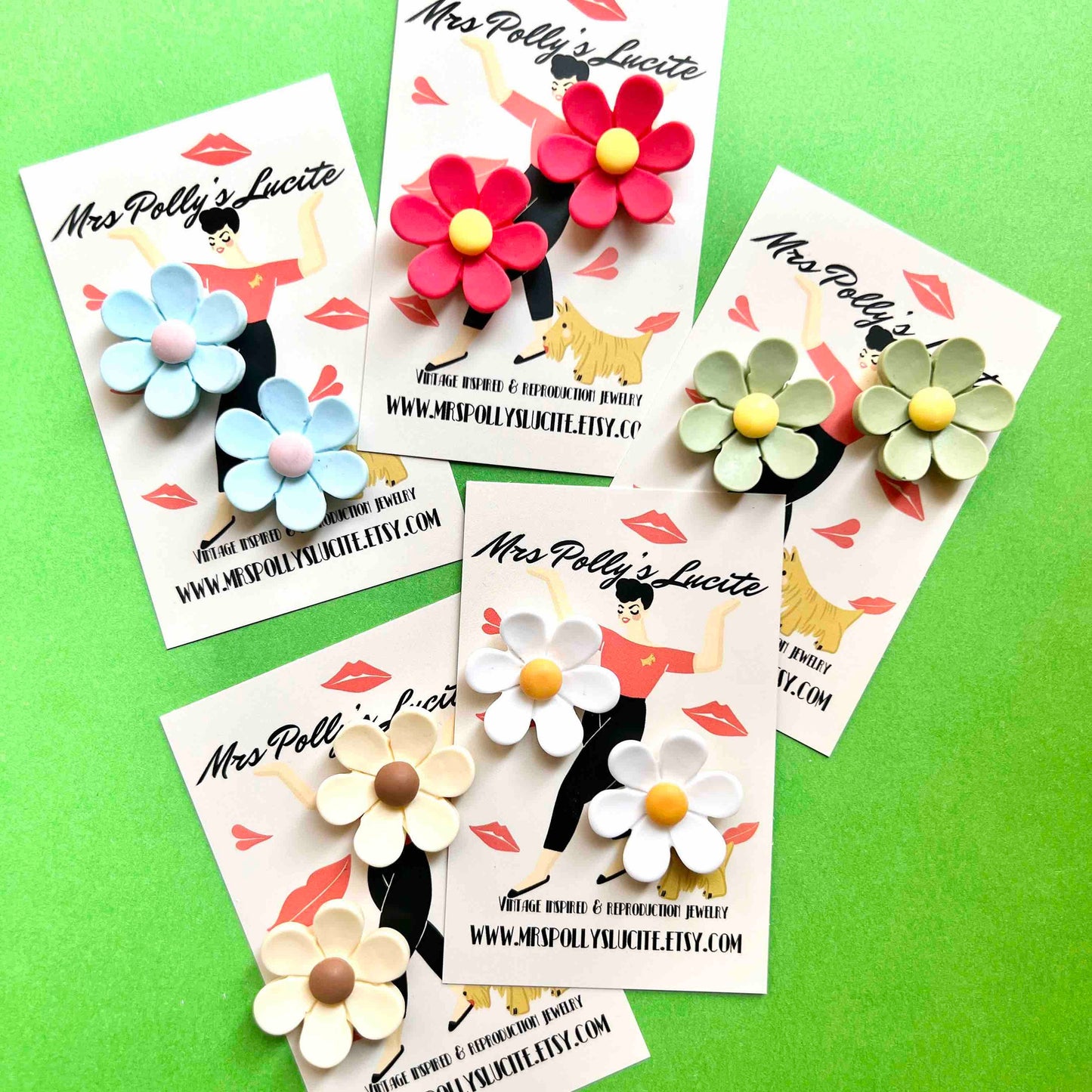 Retro spring flower earrings