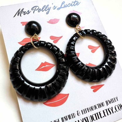 Black Twist Resin Hoop Earrings