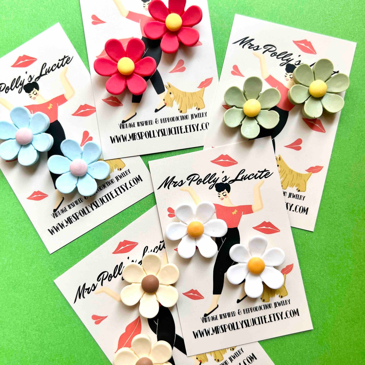 Retro spring flower earrings