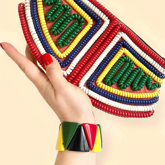 Harlequin Primary colors elastic Bracelet