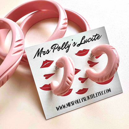 Waves Pink hoop Earrings