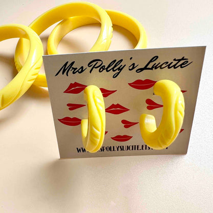 Waves Yellow hoop Earrings