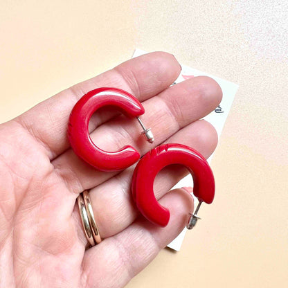 Waves Red hoop Earrings